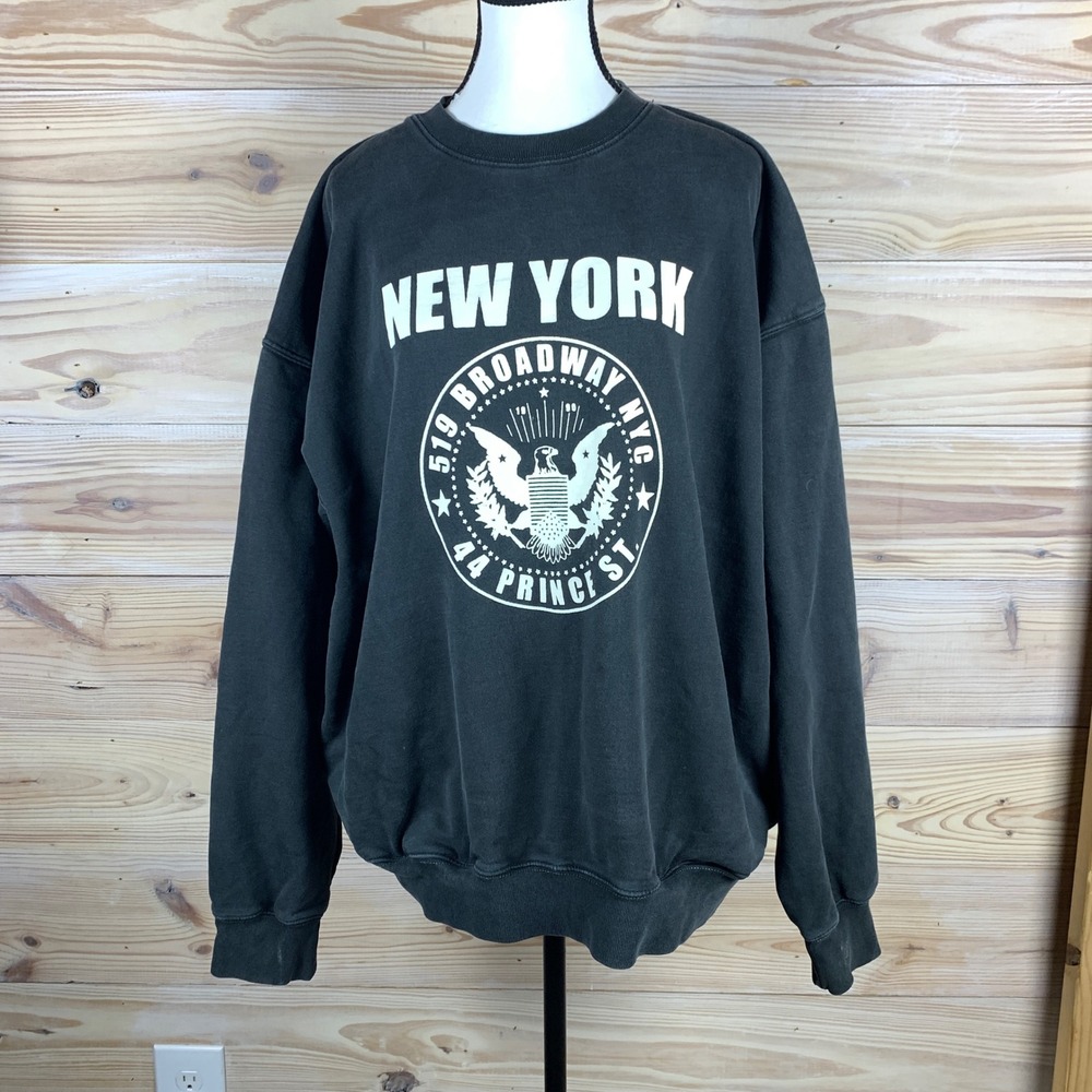 J Galt Brandy Melville Sweatshirt Women OS New York Broadway Pullover Pockets